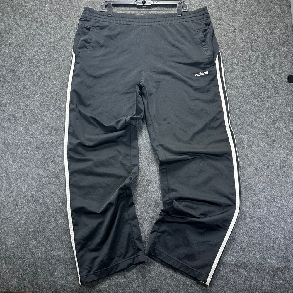 VTG 90s Adidas Mens Black 3-Stripe Straight Leg Track Pants Large
